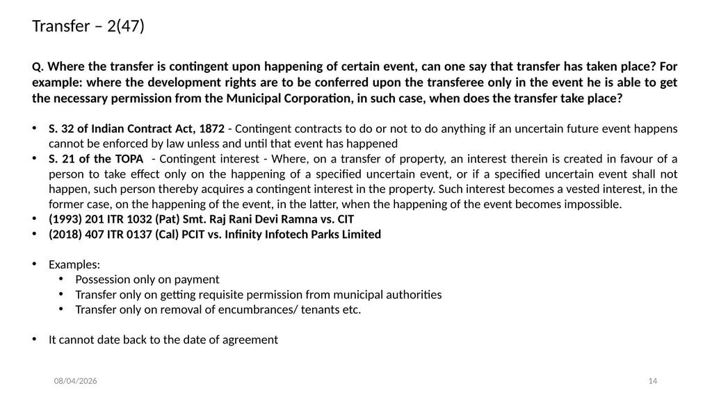 Direct Tax Implication on immovable properties and - slide 14 of 63