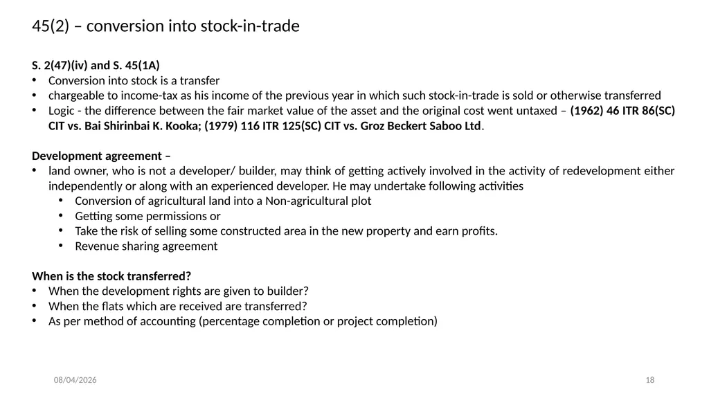 Direct Tax Implication on immovable properties and - slide 18 of 63