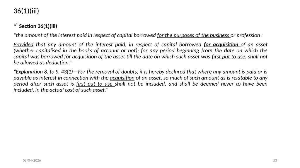 Direct Tax Implication on immovable properties and - slide 53 of 63