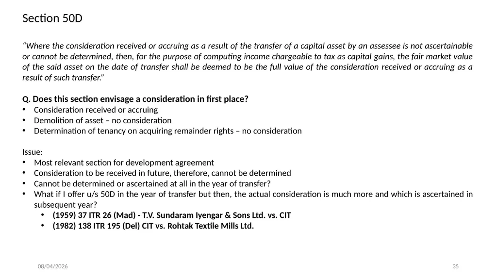 Direct Tax Implication on immovable properties and - slide 35 of 63