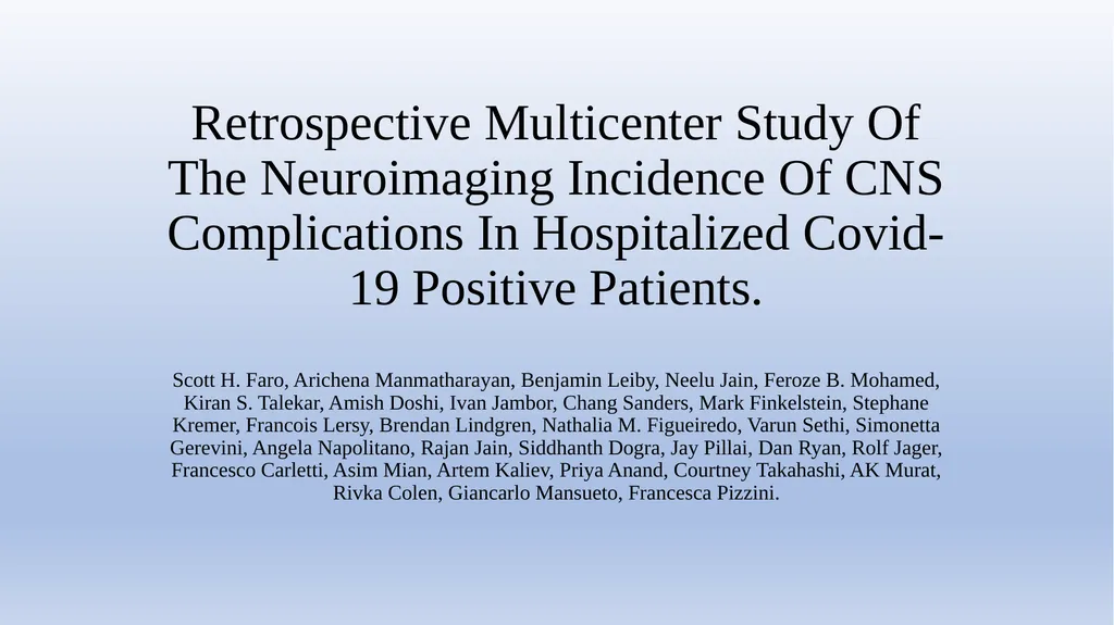 Retrospective Multicenter Study Of The