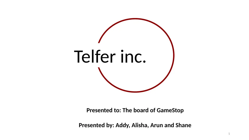 1 Presented to: The board of GameStop Presented