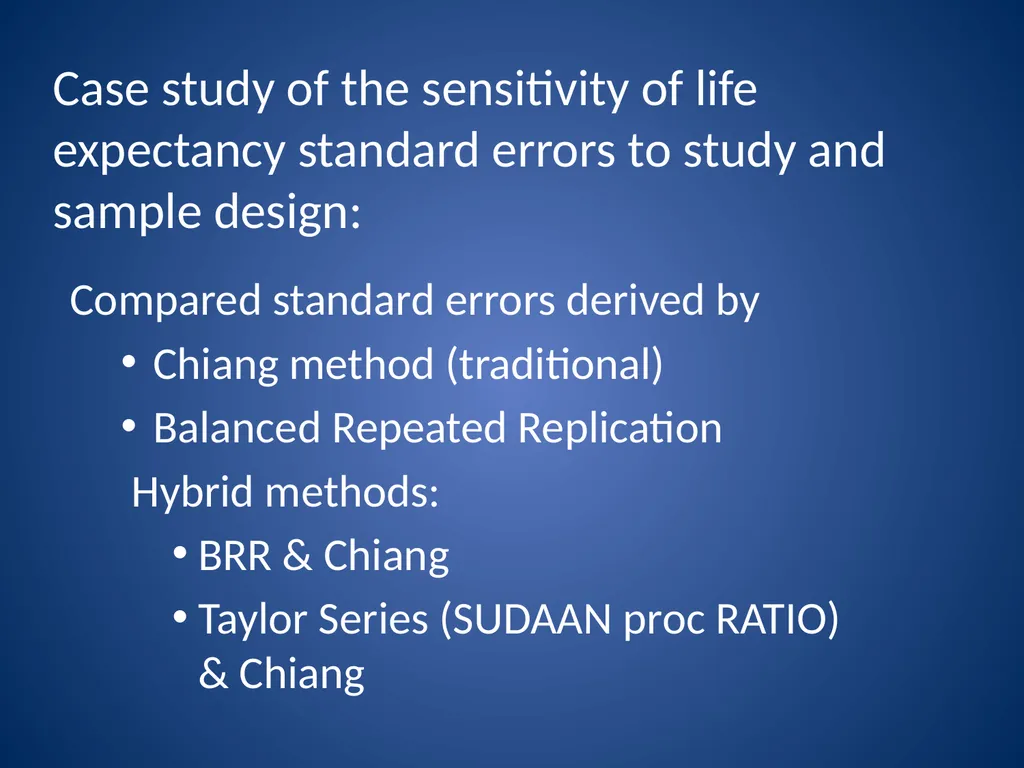 Assessing SES differences in life expectancy: - slide 19 of 26