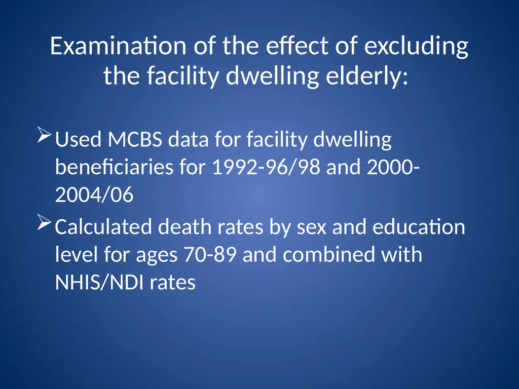 Assessing SES differences in life expectancy: - slide 24 of 26