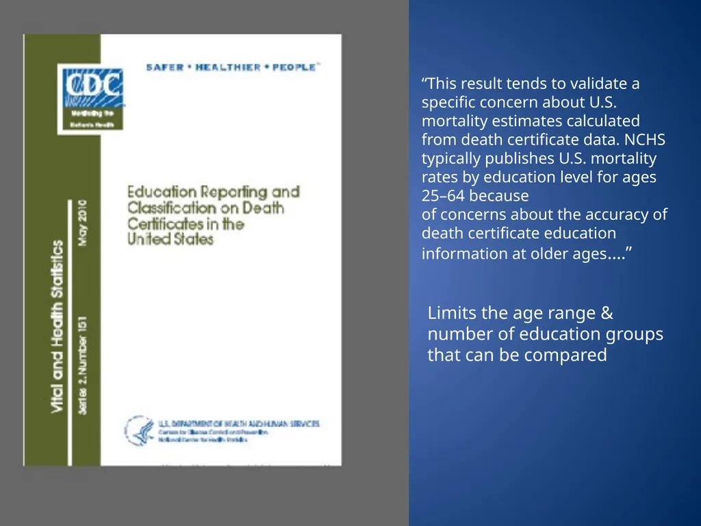 Assessing SES differences in life expectancy: - slide 8 of 26