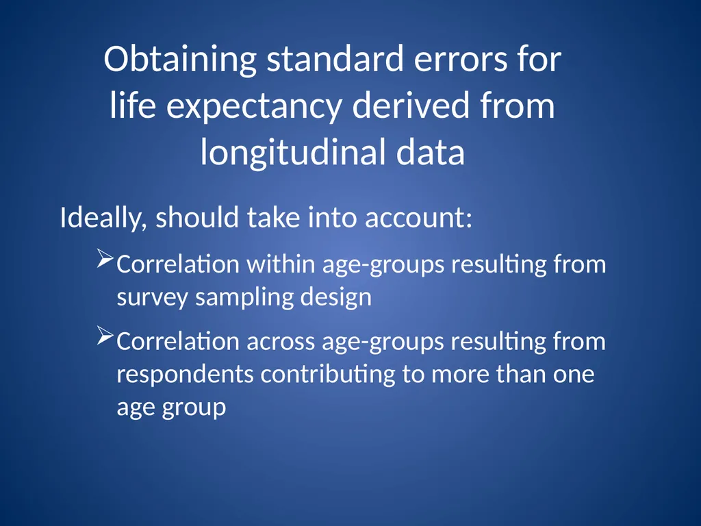 Assessing SES differences in life expectancy: - slide 18 of 26