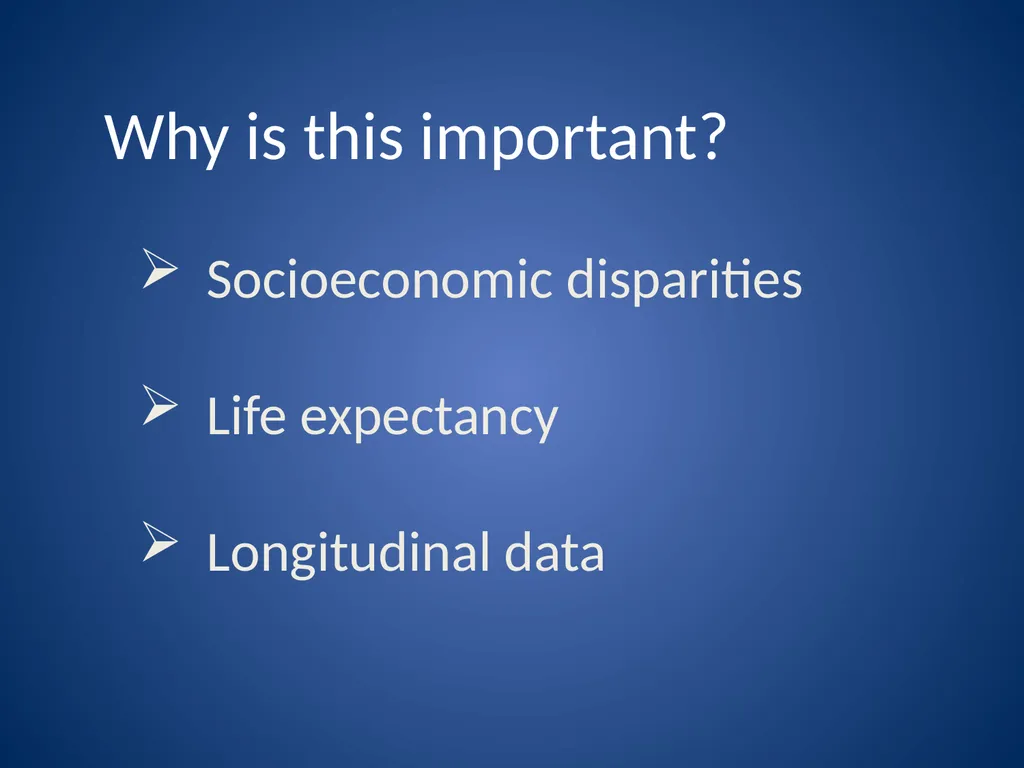 Assessing SES differences in life expectancy: - slide 2 of 26