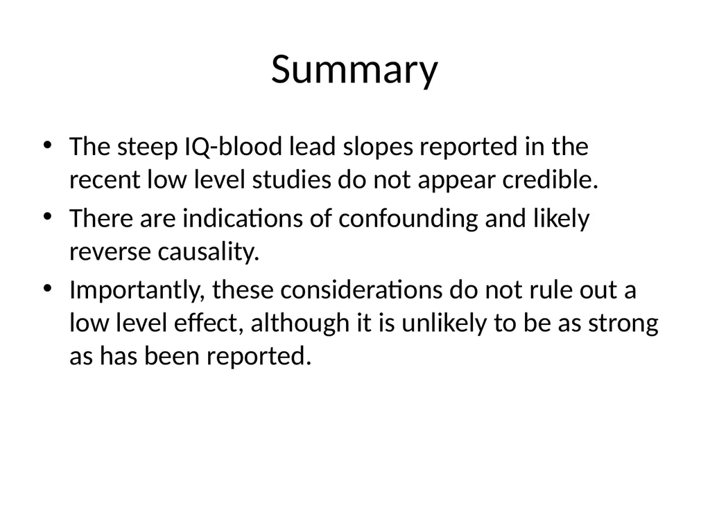 THE CASE AGAINST LOWERING THE ACTION LEVEL FOR - slide 33 of 34