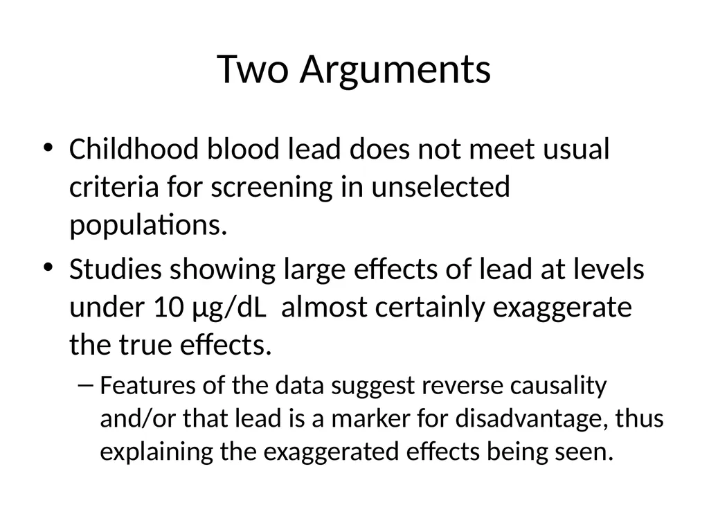 THE CASE AGAINST LOWERING THE ACTION LEVEL FOR - slide 3 of 34
