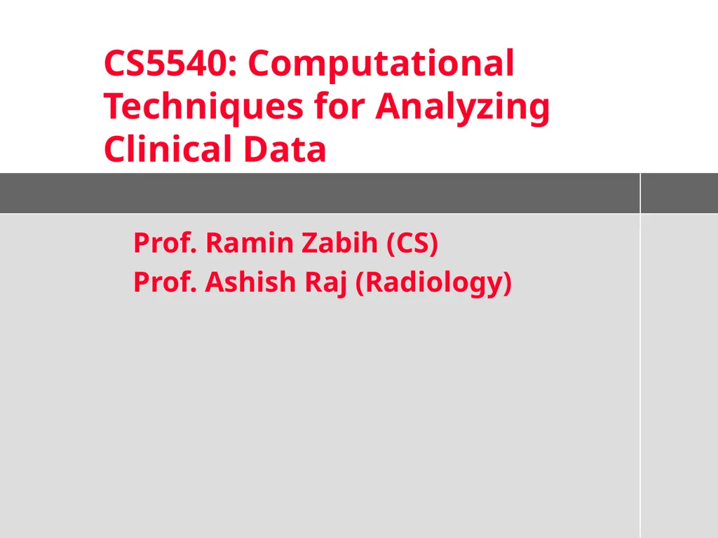 Prof. Ramin Zabih (CS) Prof. Ashish Raj