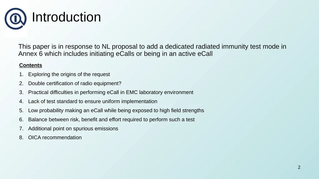 OICA Response to CP Proposals on eCall 17 January - slide 2 of 15