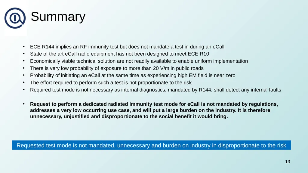 OICA Response to CP Proposals on eCall 17 January - slide 13 of 15
