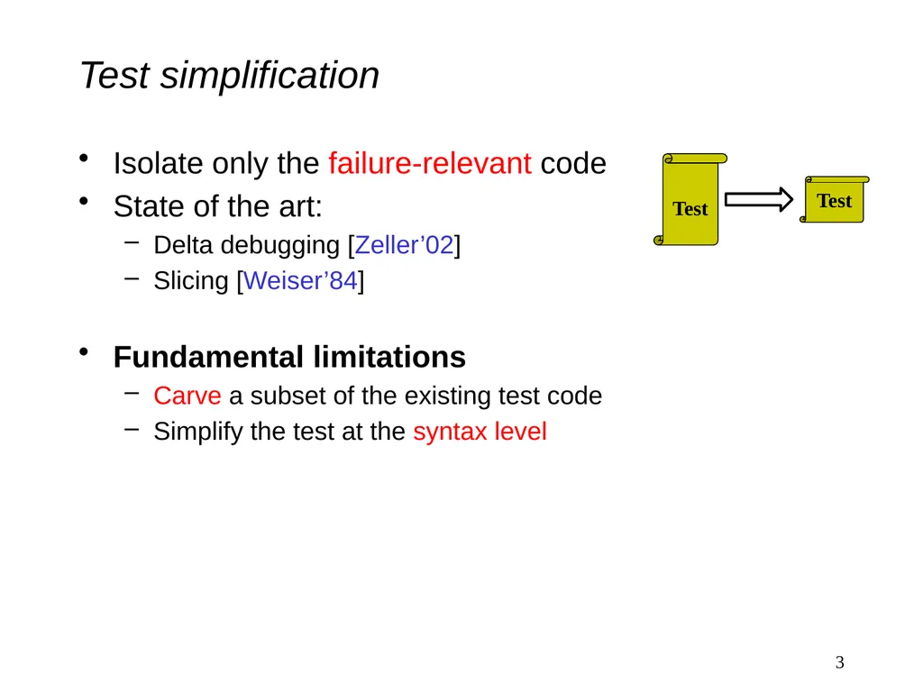 Practical Semantic Test Simplification Sai Zhang - slide 3 of 17