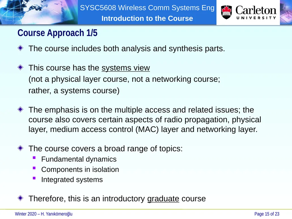 SYSC 5608 Wireless Communication Systems - slide 15 of 23
