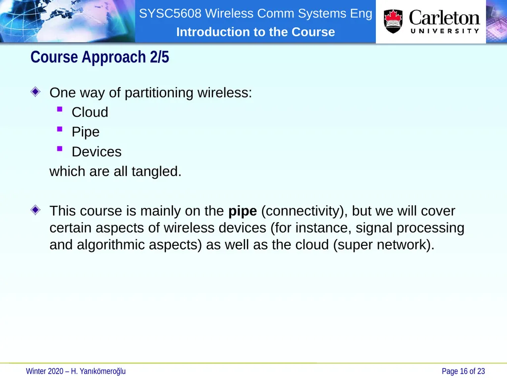 SYSC 5608 Wireless Communication Systems - slide 16 of 23