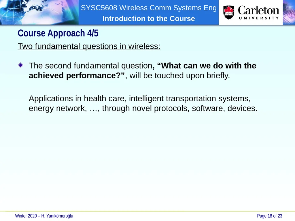 SYSC 5608 Wireless Communication Systems - slide 18 of 23