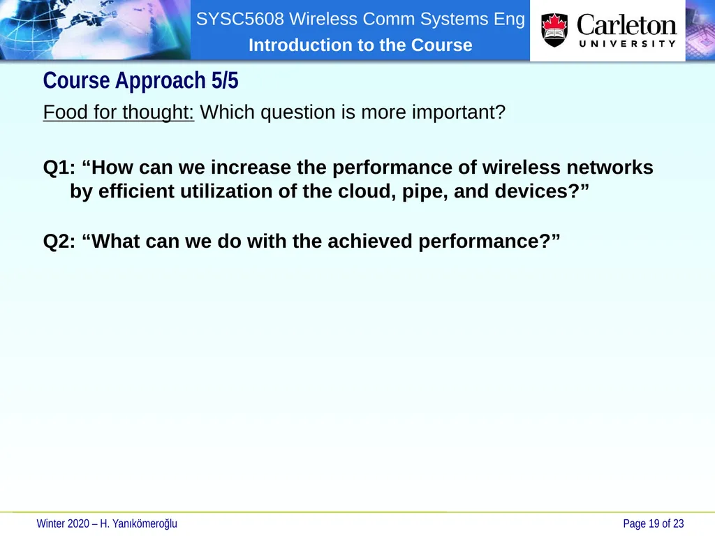 SYSC 5608 Wireless Communication Systems - slide 19 of 23