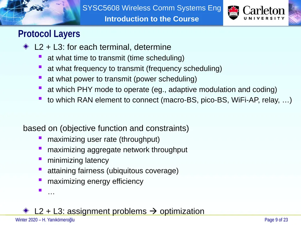 SYSC 5608 Wireless Communication Systems - slide 9 of 23