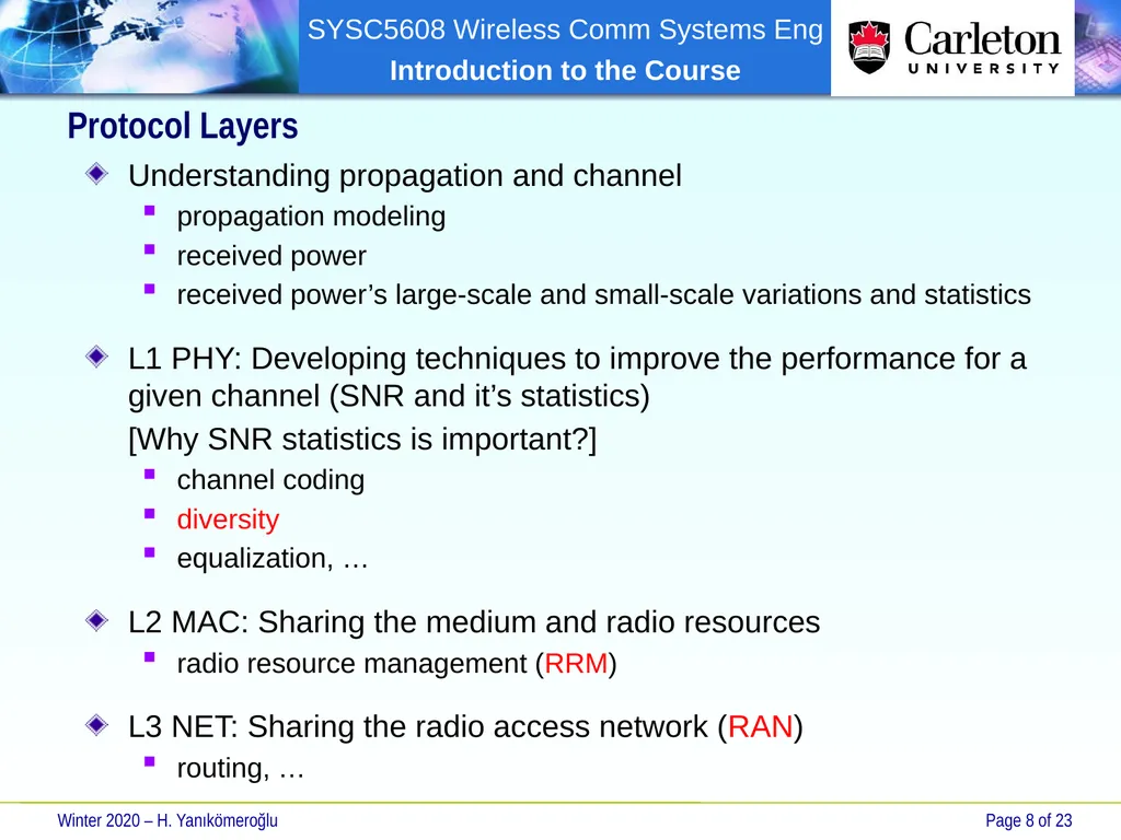 SYSC 5608 Wireless Communication Systems - slide 8 of 23