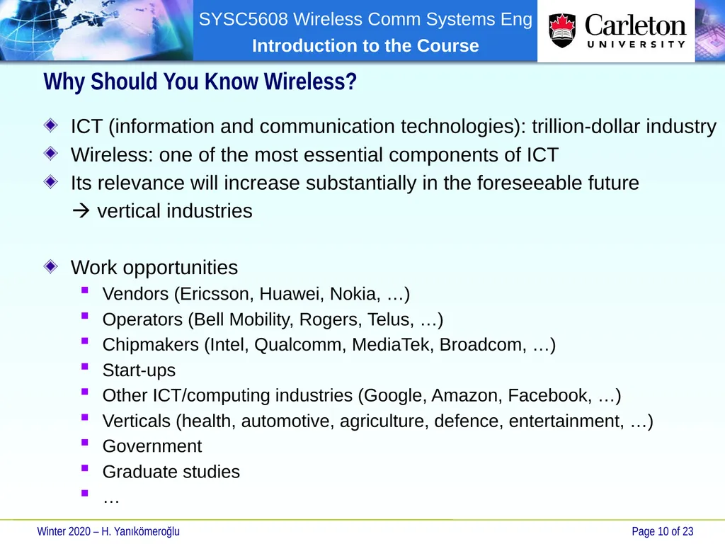 SYSC 5608 Wireless Communication Systems - slide 10 of 23