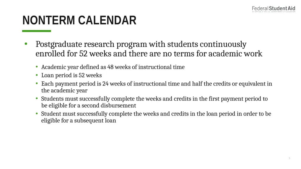 Administering Title IV for Nonterm Credit Hour - slide 5 of 39