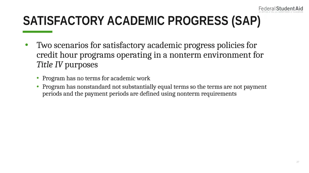 Administering Title IV for Nonterm Credit Hour - slide 27 of 39