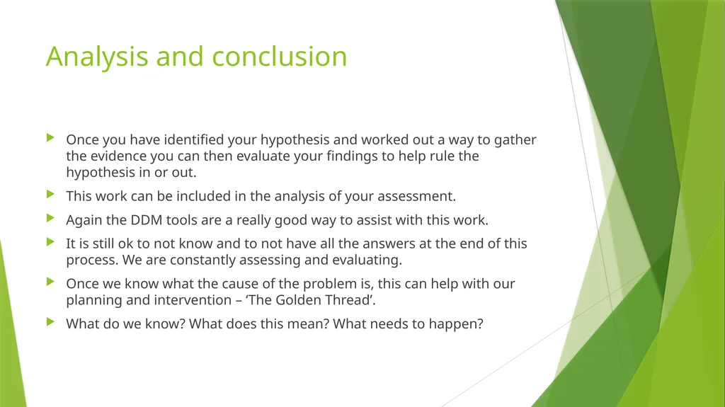 Hypothesis Trees An aid to good assessment and - slide 7 of 11