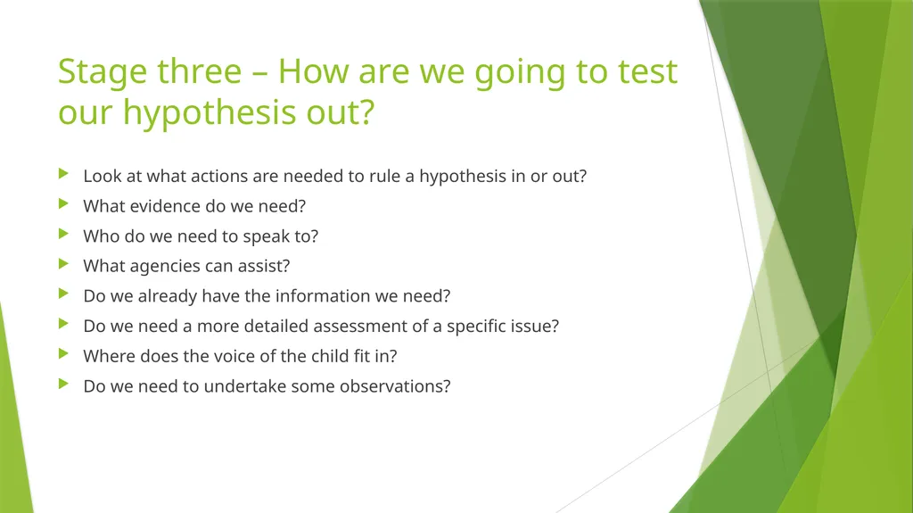 Hypothesis Trees An aid to good assessment and - slide 6 of 11
