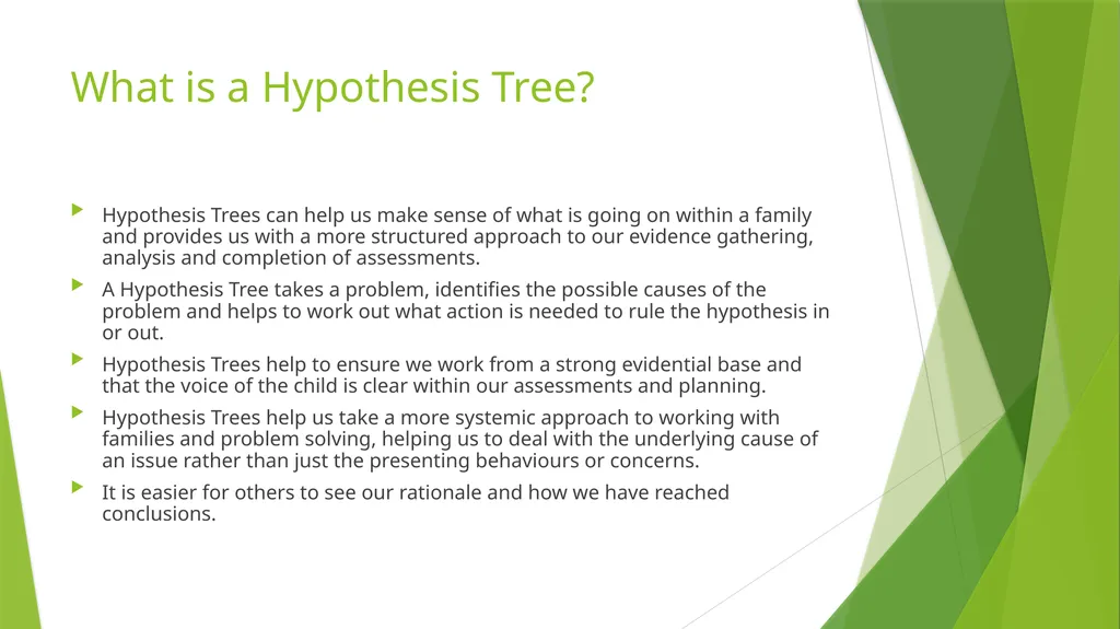 Hypothesis Trees An aid to good assessment and - slide 2 of 11