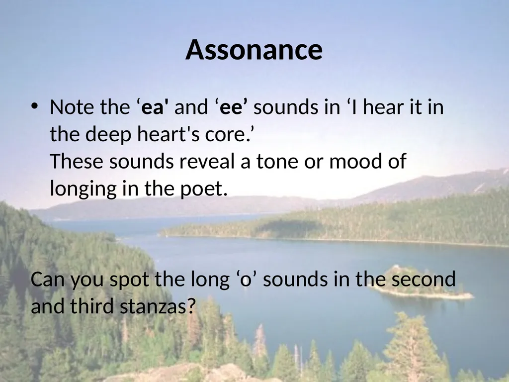 The Lake Isle of Innisfree WB Yeats He remembers - slide 12 of 18