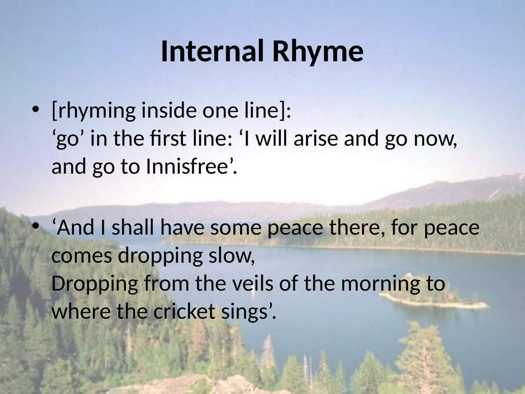 The Lake Isle of Innisfree WB Yeats He remembers - slide 14 of 18