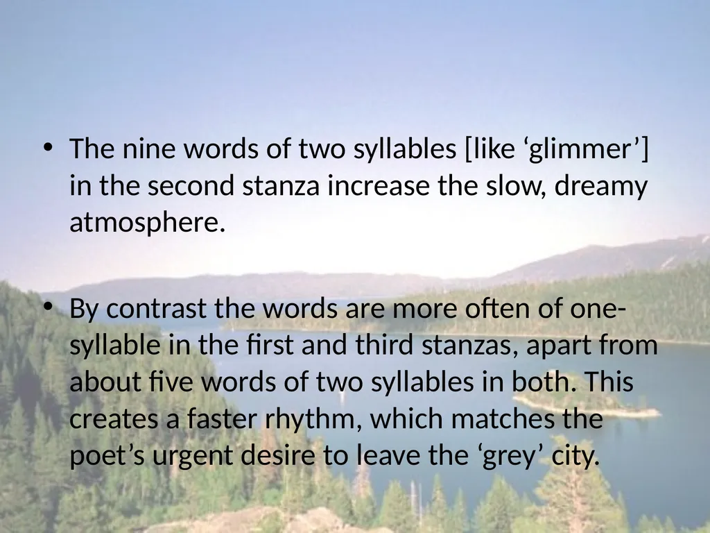 The Lake Isle of Innisfree WB Yeats He remembers - slide 17 of 18