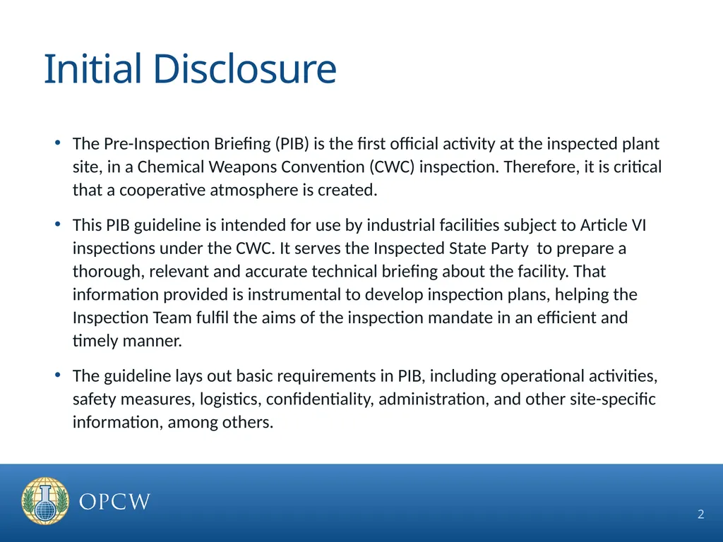 Pre-Inspection Briefing Guidelines OCPF Regime - slide 2 of 17