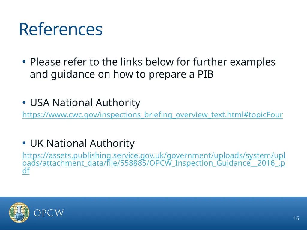 Pre-Inspection Briefing Guidelines OCPF Regime - slide 16 of 17
