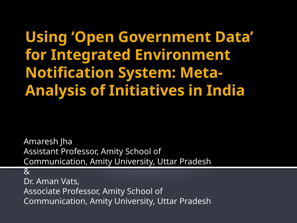 Using ‘Open Government Data’ for Integrated - slide 1 of 12