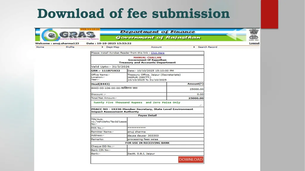 PROCEDURE FOR PAYMENT OF PROCESSING FEE STATE - slide 14 of 15