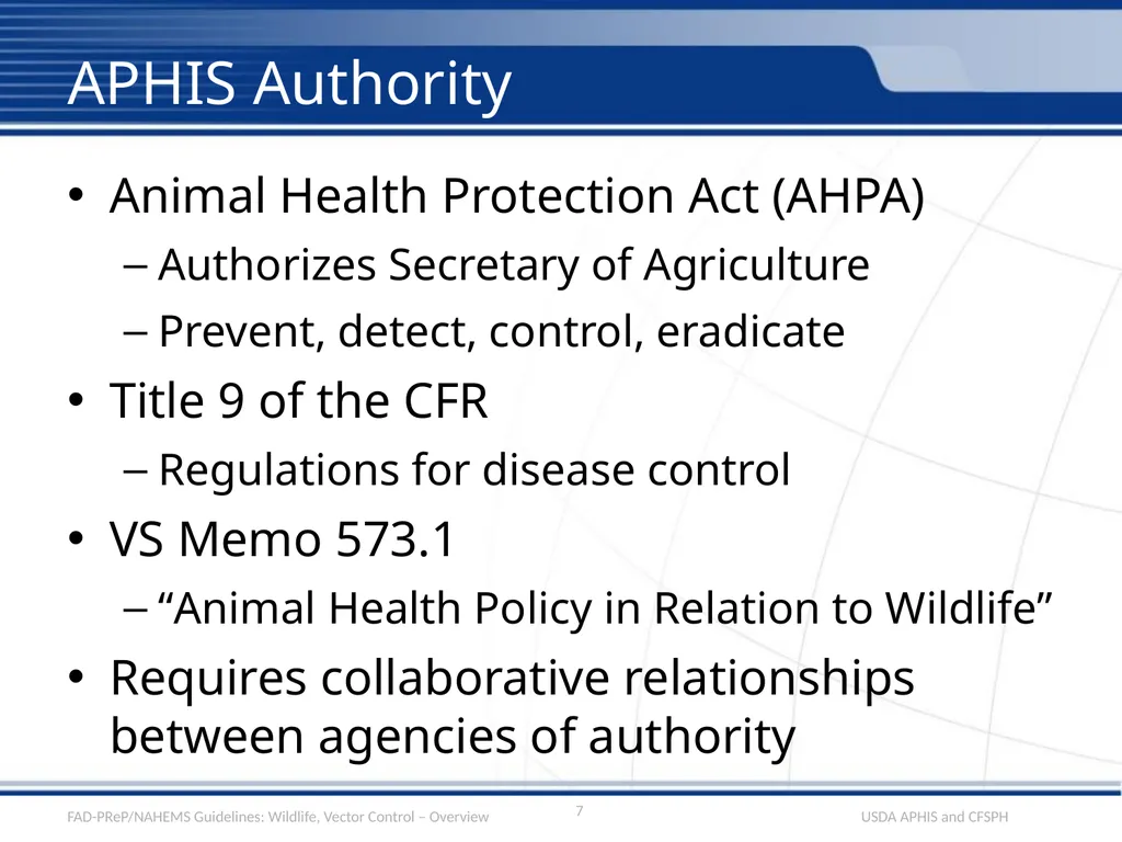 Wildlife Management and Vector Control for an FAD - slide 7 of 31
