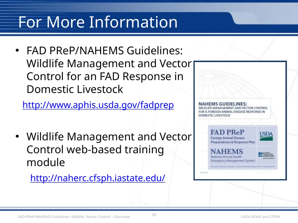 Wildlife Management and Vector Control for an FAD - slide 28 of 31