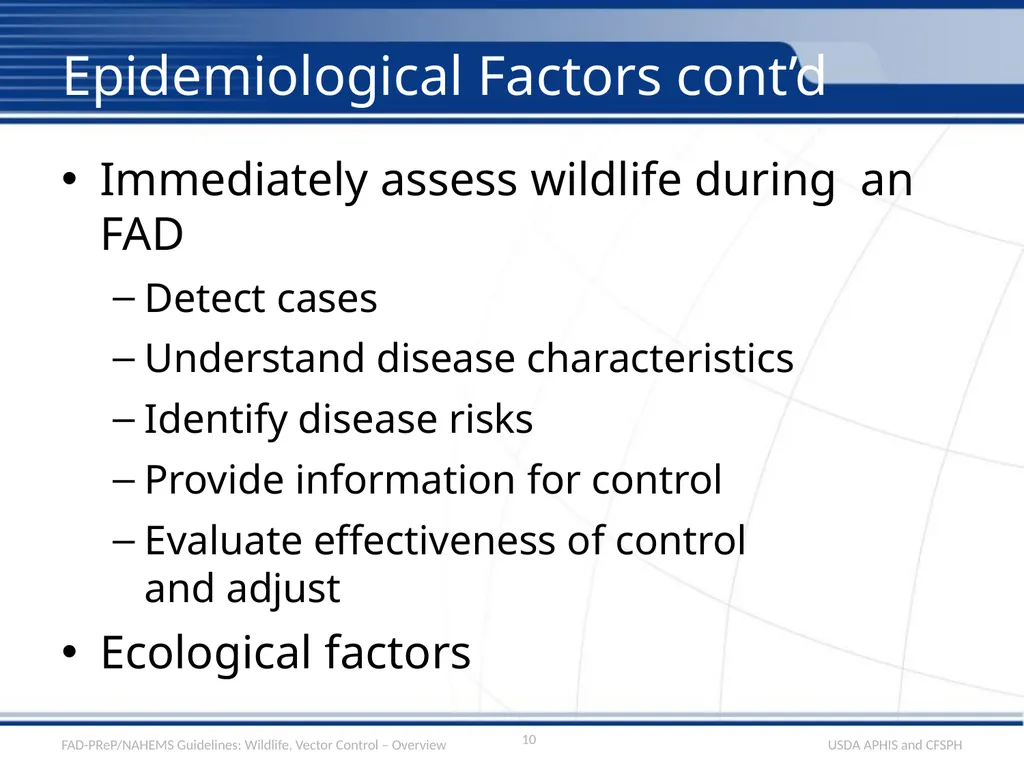 Wildlife Management and Vector Control for an FAD - slide 10 of 31
