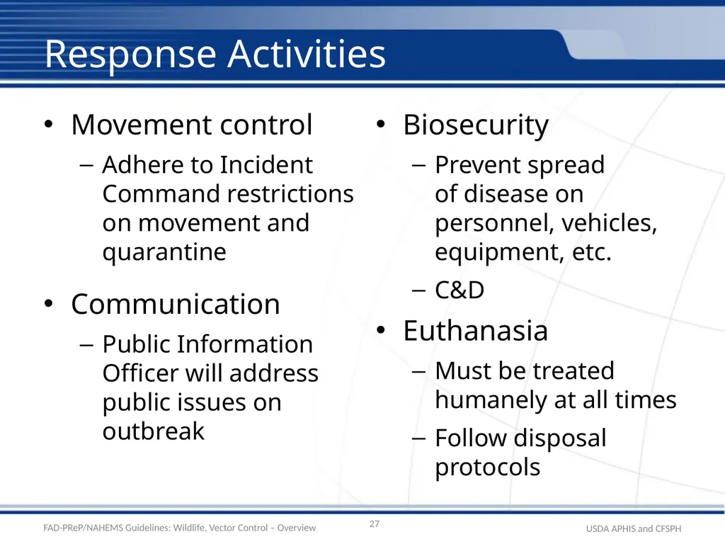 Wildlife Management and Vector Control for an FAD - slide 27 of 31