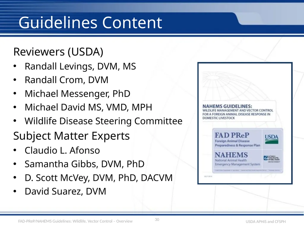 Wildlife Management and Vector Control for an FAD - slide 30 of 31
