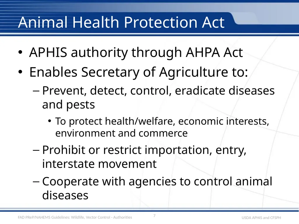 Wildlife Management and Vector Control for an FAD - slide 7 of 30