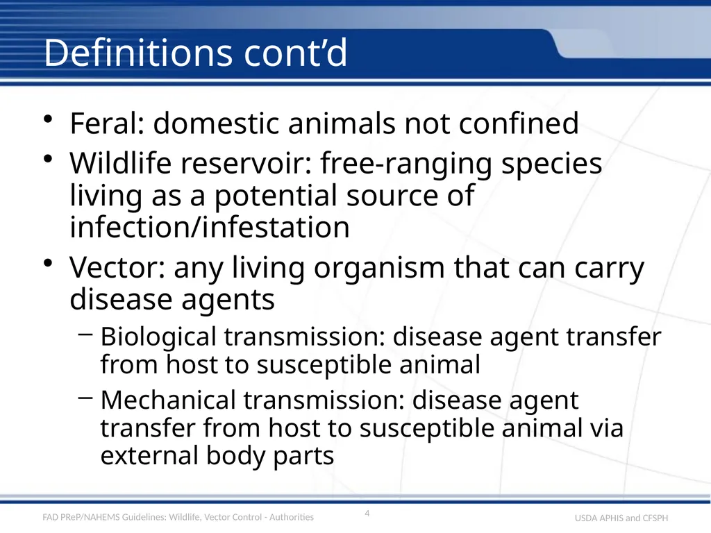 Wildlife Management and Vector Control for an FAD - slide 4 of 30