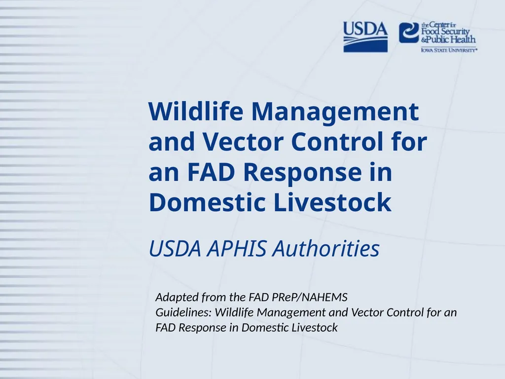 Wildlife Management and Vector Control for an FAD - slide 1 of 30