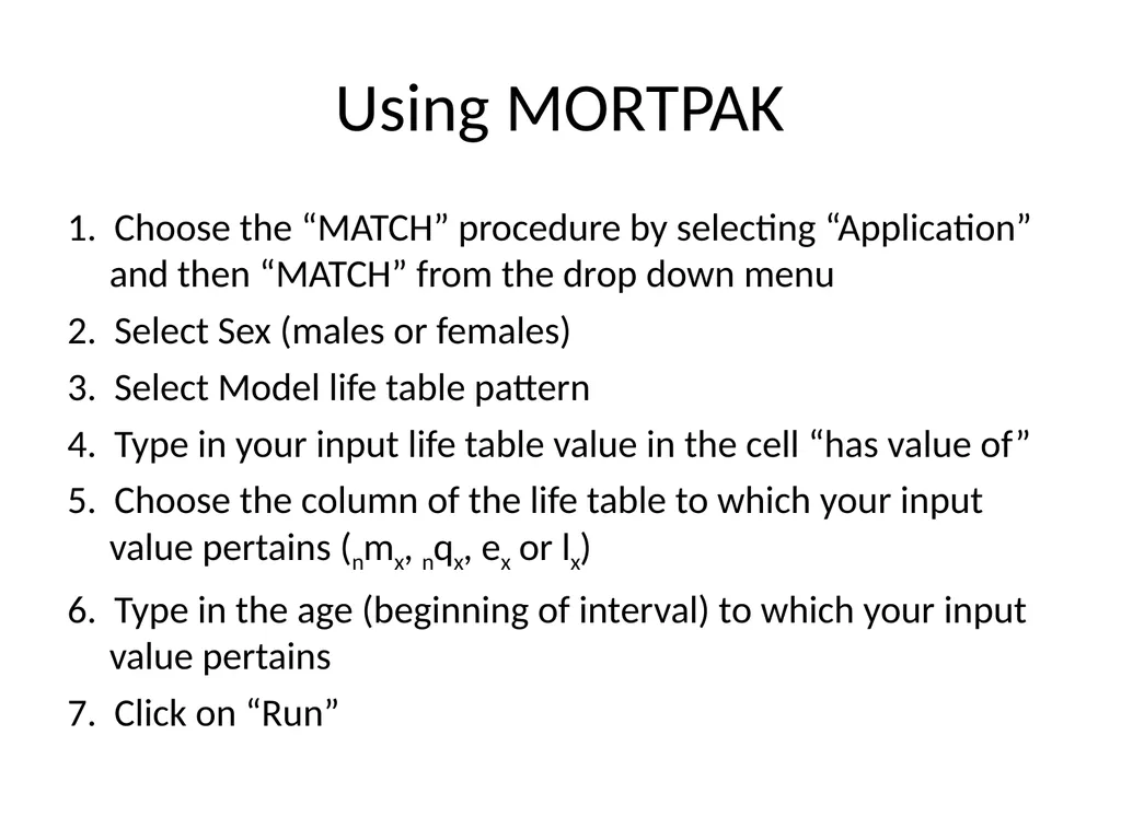 Model Life Tables Uses of Model life Tables Coale - slide 15 of 15