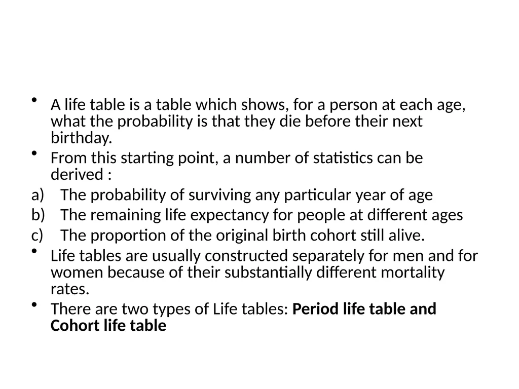 Life Table, Reproductive Rate, Reproductive Values - slide 3 of 22
