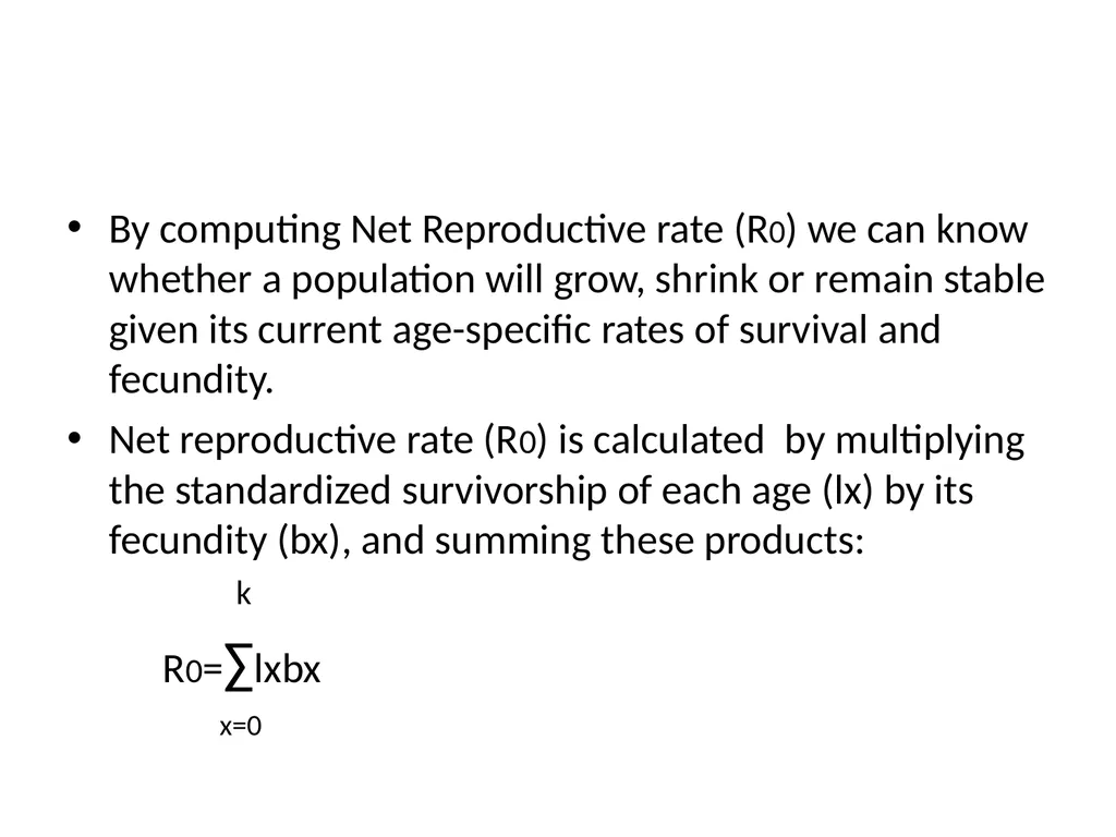 Life Table, Reproductive Rate, Reproductive Values - slide 13 of 22