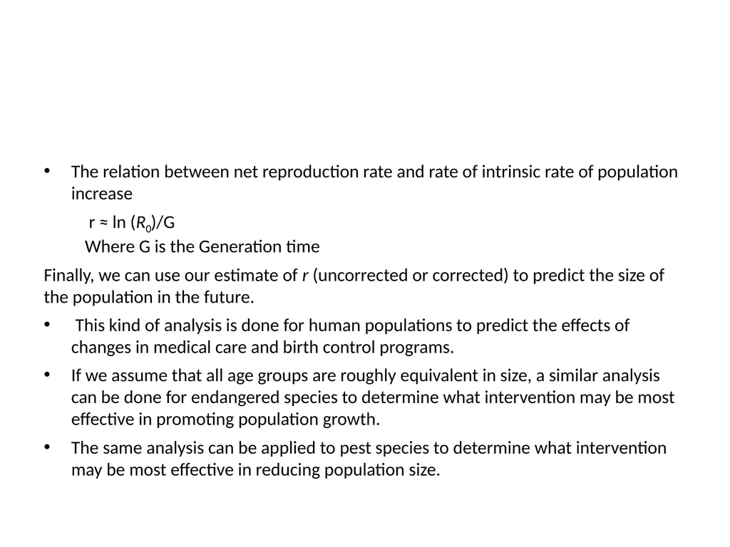 Life Table, Reproductive Rate, Reproductive Values - slide 16 of 22