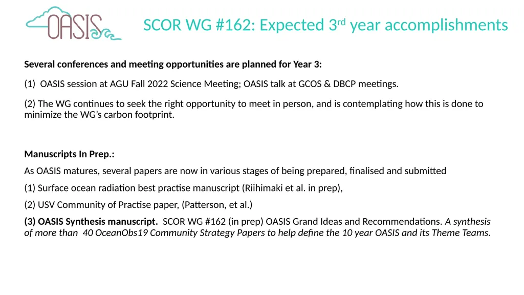 SCOR Working Group #162 for developing an - slide 6 of 8