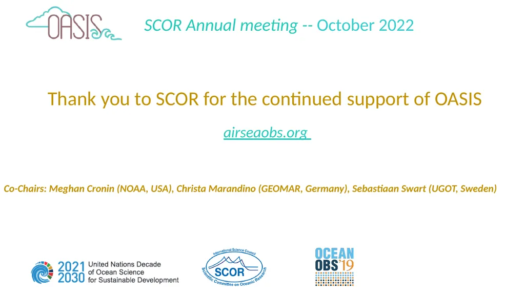 SCOR Working Group #162 for developing an - slide 7 of 8